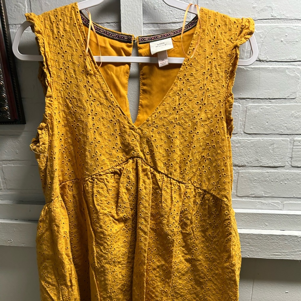 Knox Rose Mustard Eyelet V-Neck Dress